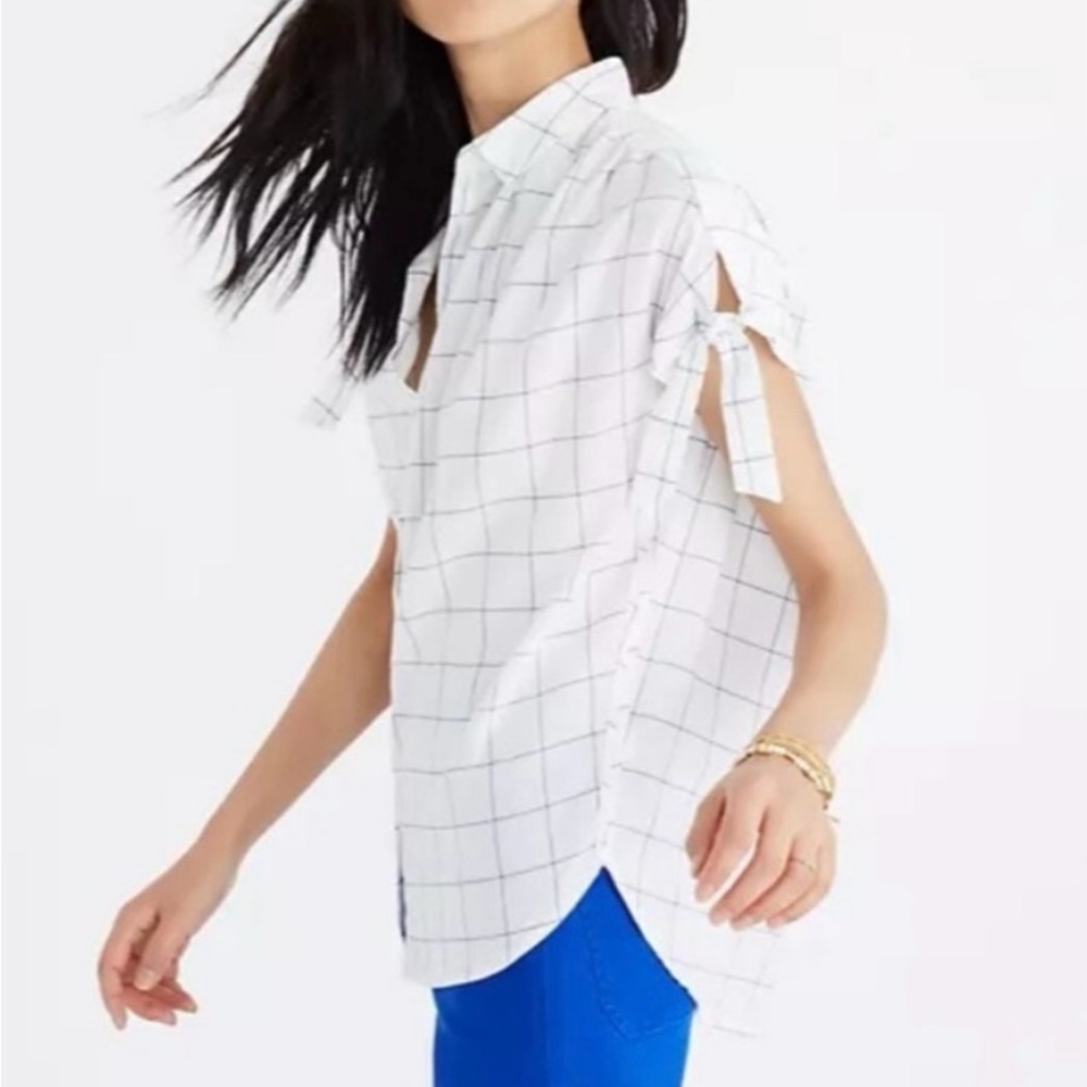 ❤️Madewell blouse, windowpane, short sleeve, size S - Picture 3 of 5